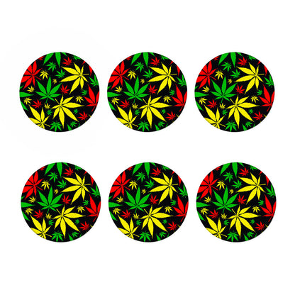 Hemp Leaves Reggae Pattern Print Coaster Set