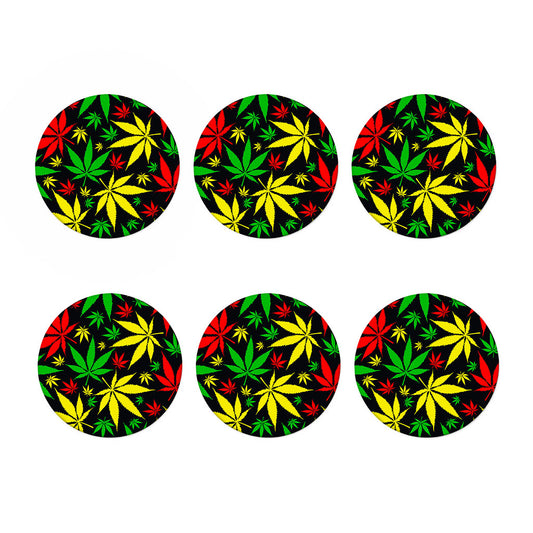 Hemp Leaves Reggae Pattern Print Coaster Set