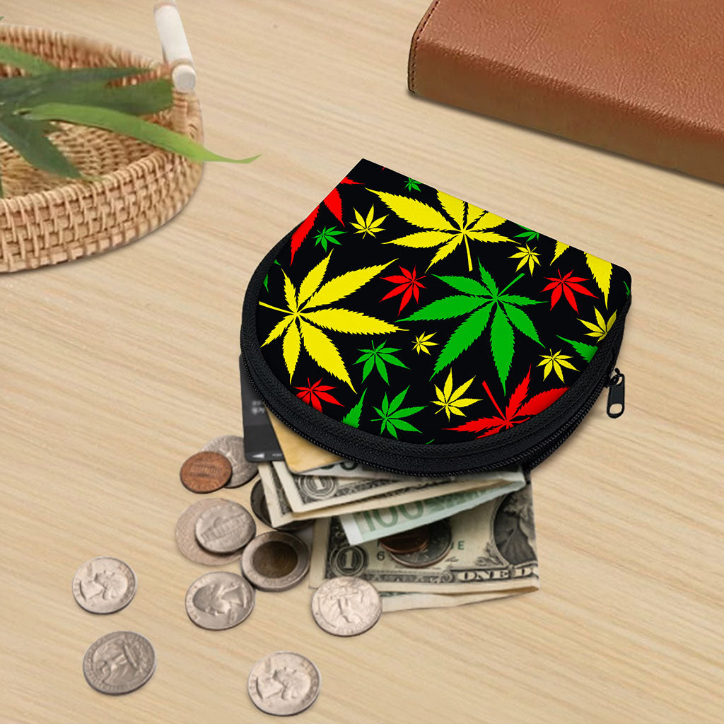 Hemp Leaves Reggae Pattern Print Coin Purse