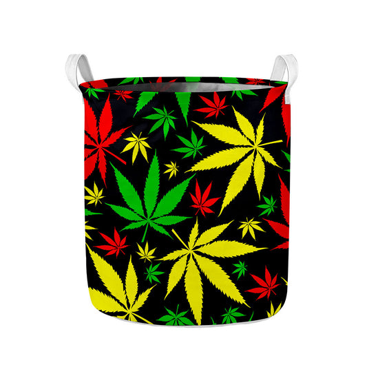 Hemp Leaves Reggae Pattern Print Collapsible Laundry Basket