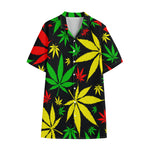 Hemp Leaves Reggae Pattern Print Cotton Hawaiian Shirt