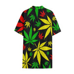 Hemp Leaves Reggae Pattern Print Cotton Hawaiian Shirt