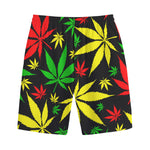 Hemp Leaves Reggae Pattern Print Cotton Shorts