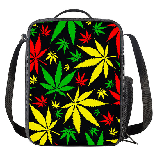 Hemp Leaves Reggae Pattern Print Crossbody Lunch Bag