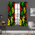 Hemp Leaves Reggae Pattern Print Grommet Curtain Panels