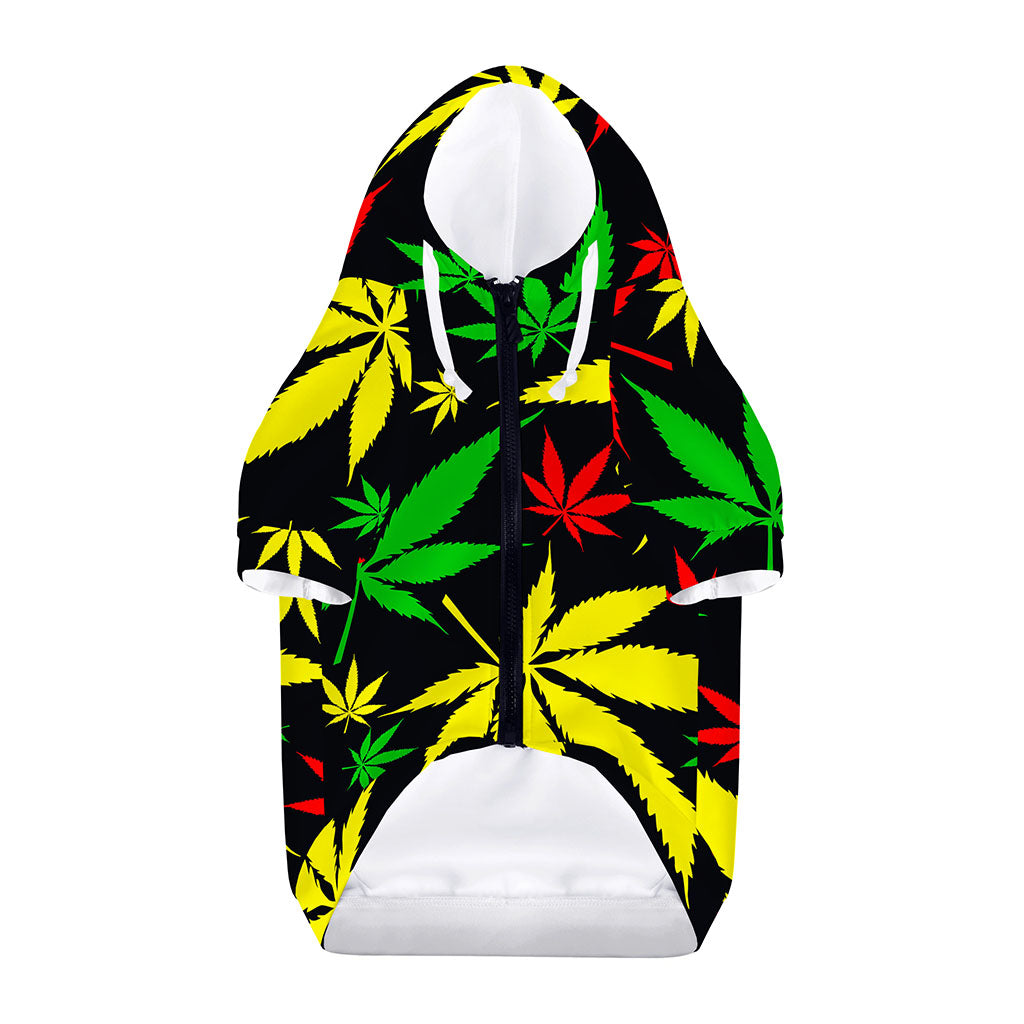 Hemp Leaves Reggae Pattern Print Dog Zip Up Hoodie