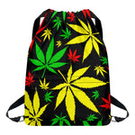 Hemp Leaves Reggae Pattern Print Drawstring Backpack