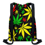 Hemp Leaves Reggae Pattern Print Drawstring Backpack