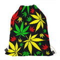 Hemp Leaves Reggae Pattern Print Drawstring Bag