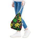 Hemp Leaves Reggae Pattern Print Drawstring Bag