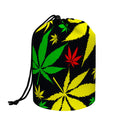 Hemp Leaves Reggae Pattern Print Drawstring Makeup Bag