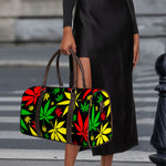 Hemp Leaves Reggae Pattern Print Duffle Bag