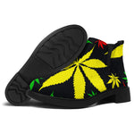 Hemp Leaves Reggae Pattern Print Flat Ankle Boots