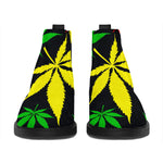 Hemp Leaves Reggae Pattern Print Flat Ankle Boots