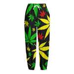 Hemp Leaves Reggae Pattern Print Fleece Lined Knit Pants