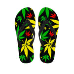 Hemp Leaves Reggae Pattern Print Flip Flops