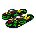 Hemp Leaves Reggae Pattern Print Flip Flops