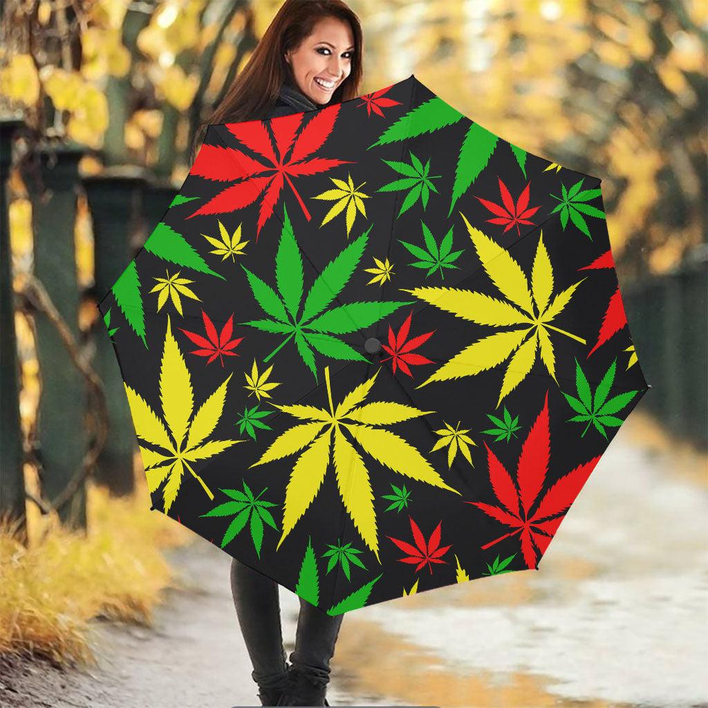Hemp Leaves Reggae Pattern Print Foldable Umbrella