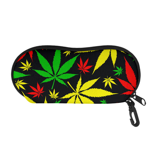Hemp Leaves Reggae Pattern Print Glasses Case