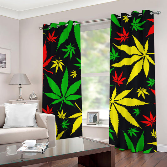 Hemp Leaves Reggae Pattern Print Grommet Curtains