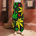 Hemp Leaves Reggae Pattern Print Harem Pants