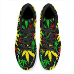 Hemp Leaves Reggae Pattern Print High Top Leather Sneakers