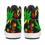 Hemp Leaves Reggae Pattern Print High Top Leather Sneakers