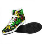 Hemp Leaves Reggae Pattern Print High Top Leather Sneakers