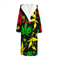 Hemp Leaves Reggae Pattern Print Hooded Bathrobe