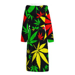 Hemp Leaves Reggae Pattern Print Hooded Bathrobe