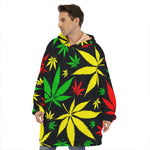 Hemp Leaves Reggae Pattern Print Hoodie Blanket