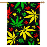 Hemp Leaves Reggae Pattern Print House Flag