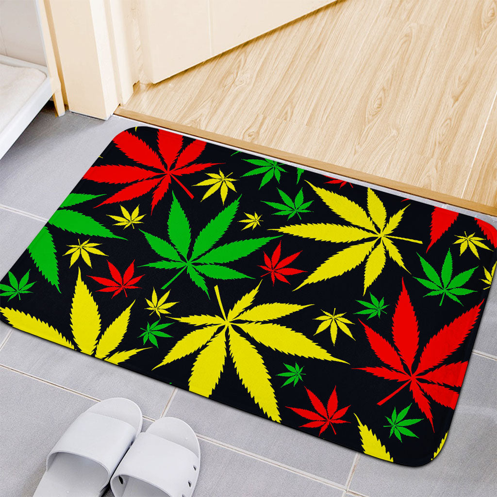 Hemp Leaves Reggae Pattern Print Indoor Door Mat