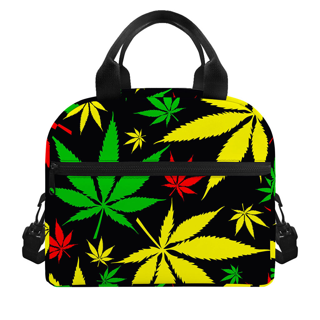 Hemp Leaves Reggae Pattern Print Insulated Lunch Bag