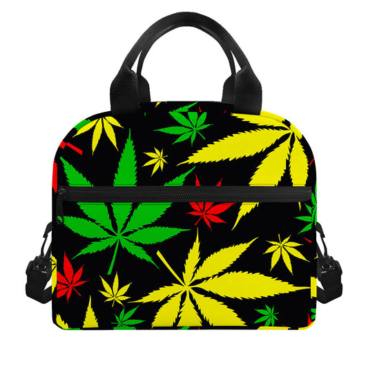 Hemp Leaves Reggae Pattern Print Insulated Lunch Bag