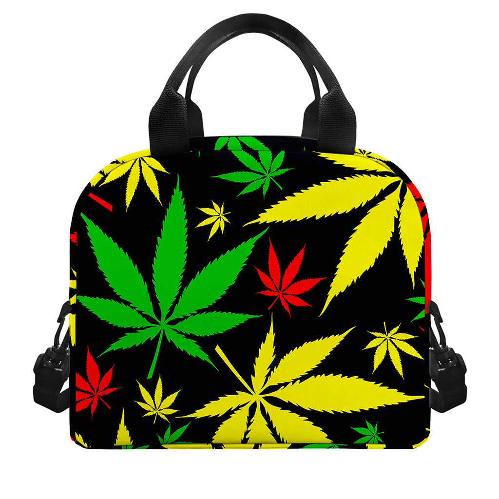 Hemp Leaves Reggae Pattern Print Insulated Lunch Bag