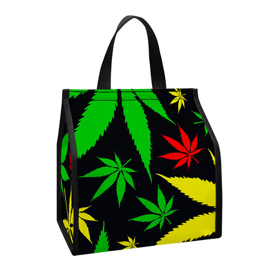 Hemp Leaves Reggae Pattern Print Insulated Lunch Tote