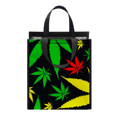 Hemp Leaves Reggae Pattern Print Insulated Lunch Tote