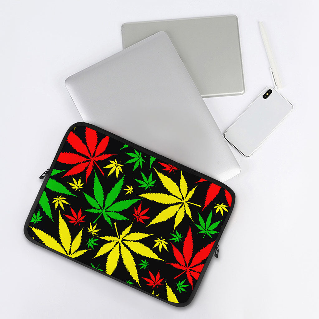 Hemp Leaves Reggae Pattern Print Laptop Sleeve