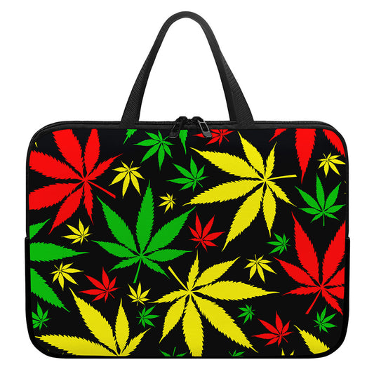 Hemp Leaves Reggae Pattern Print Laptop Sleeve With Handle