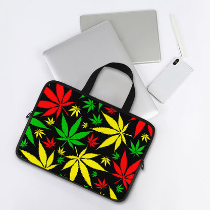Hemp Leaves Reggae Pattern Print Laptop Sleeve With Handle