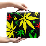 Hemp Leaves Reggae Pattern Print Leather Bible Cover