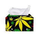 Hemp Leaves Reggae Pattern Print Leather Tissue Box Cover