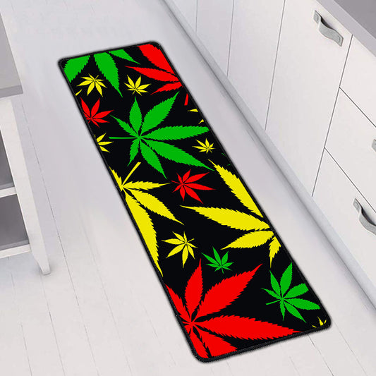 Hemp Leaves Reggae Pattern Print Long Kitchen Mat