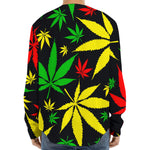 Hemp Leaves Reggae Pattern Print Long Sleeve Baseball Jersey