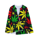 Hemp Leaves Reggae Pattern Print Long Sleeve Short Coat