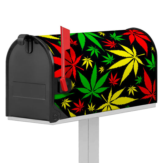 Hemp Leaves Reggae Pattern Print Mailbox Cover