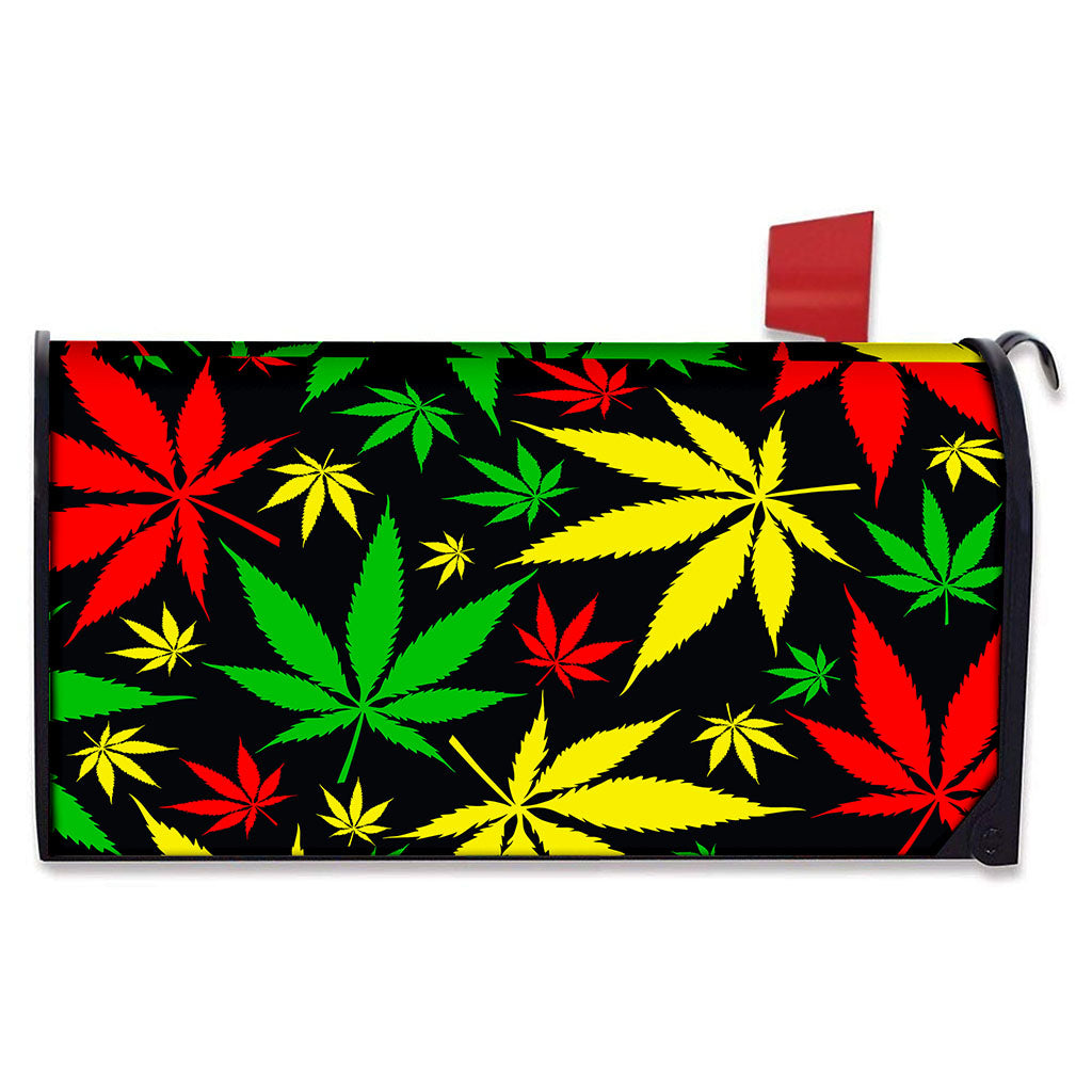 Hemp Leaves Reggae Pattern Print Mailbox Cover
