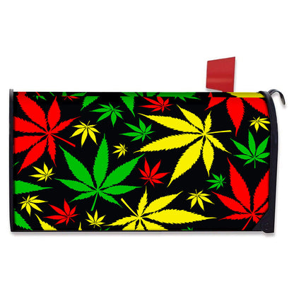 Hemp Leaves Reggae Pattern Print Mailbox Cover