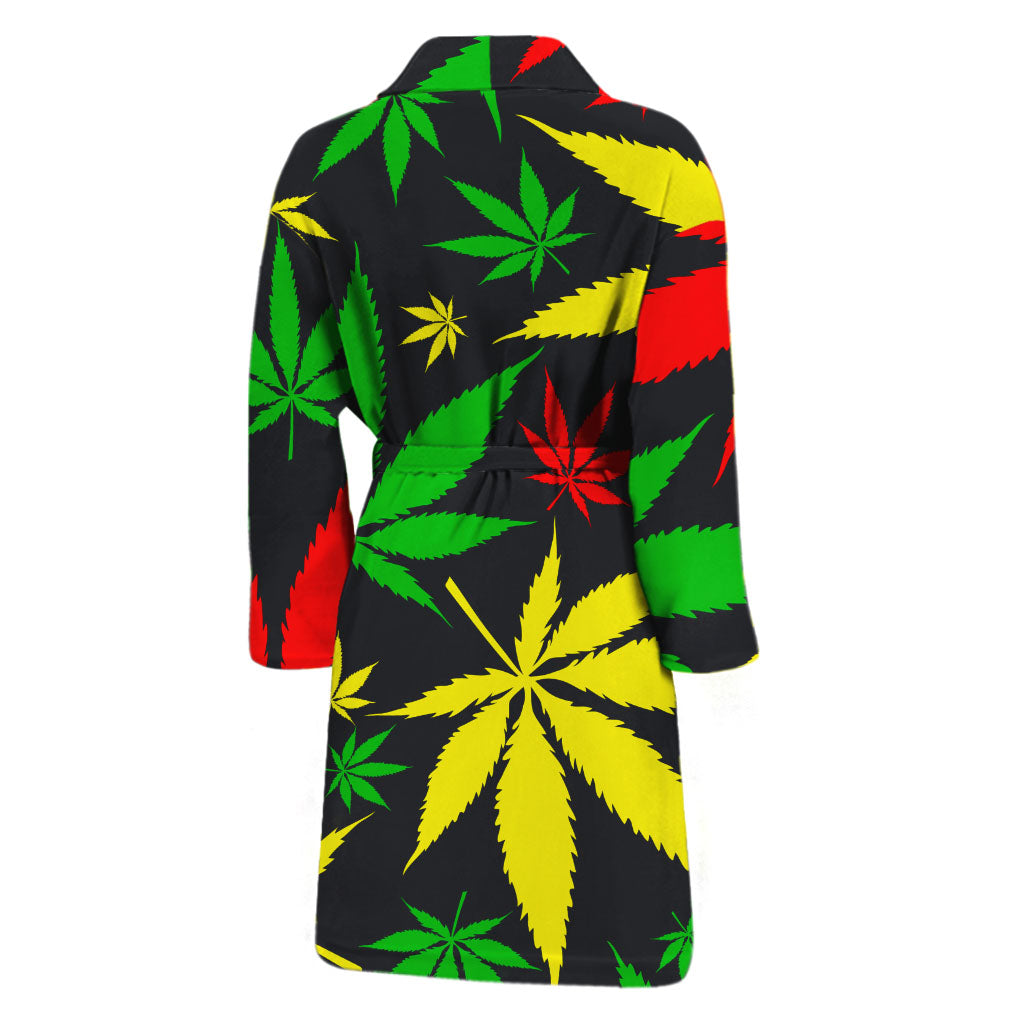 Hemp Leaves Reggae Pattern Print Men's Bathrobe